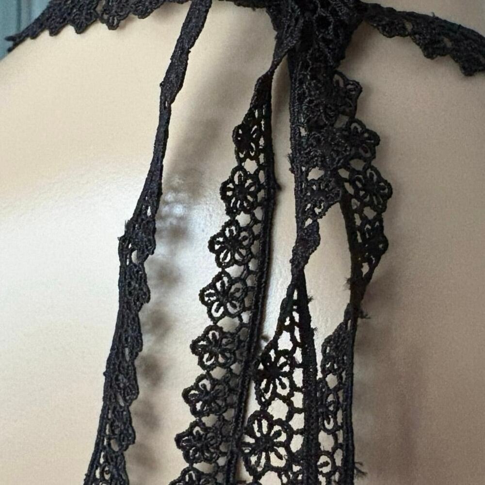 Upcycled Burnout Velvet Halter Top Floral Sheer Fringe Whimsigoth Festival S - Picture 7 of 7